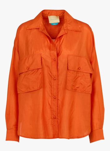 Silk shirt with classic collar MOMONI Orange